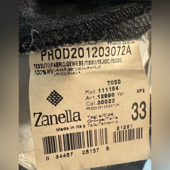 Zanella for Nordstrom Mens Wool Dress Pants Size 33 X 30 Made in Italy Academia - Picture 11 of 15
